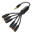 1-to-6 Way Headphone Splitter  3 5mm Male To Female Stereo Audio Cable