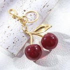 Women s Cute Cherry Bag Charm Keychain - Red Glitter Purse Key Chain