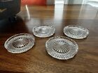 Vintage Set Of 4 Beautiful Clear Cut Glass Drink Coasters Great For Votives 