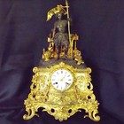 Antique French Rococo Bronze Marble Ornate Gilt Ormulu  crusader  Mantel Clock