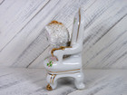 Vintage 1950s Sugar Glazed Kitten Cat On Chair Porcelain Figurine Japan - N3