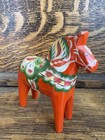 Vintage 5    Hand Painted Red Orange Dala Horse Sweden Nils Olsson Hemslojd   Read