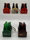 Coca Cola Pepsi  7up Dr Pepper Key Chains Six Bottles In Carton 1980 s Lot Of 5