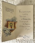 Vintage Christmas Night House Parents Child Wave Dog Greeting Card 1940s 1950s