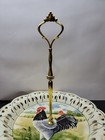 Vintage Rooster 10  Plate Serving Tray Gold Rose Trim Farmhouse Decor 