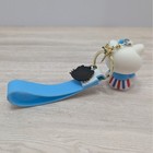 Hello Kitty Keychain Charm Blue White Red Dress Baby Blue Strap Kids Gift Sanrio