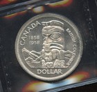 1958 Canada Silver Dollar - Iccs Ms63 Cert  xgk 193