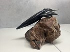 John Perry Fin Whale   Calf On Burl Wood Art Sculpture Marine Life Figurine