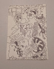 Original Abstract Art Flower Tree Star Pen Sketch Drawing On Paper Ooak