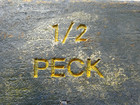 Old Blue Primitive Wooden Canted Box Dovetailed Dry Measure 1 2 Peck   8  Sq 