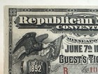 1892 Vintage Republican National Convention Ticket President Benjamin Harrison