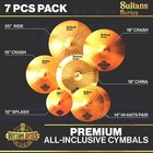 Cymbal Set 7 Pcs Sultans Series 14 Hi Hats 20 Ride Crash China Rhythm Bytes Pack