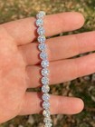 Real Solid 925 Sterling Silver Mens Iced Flooded Out Cluster Tennis Bracelet 7mm