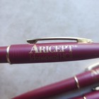 Lot 4 Aricept Denepezil Hcl Metal Click Pen Drug Rep Pharmaceutical Maroon Gold