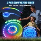 2 Pack Led Light Up Flying Discs Rechargeable Glow Outdoor Frisbee Set