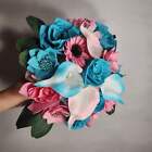 Pink Turquoise Rose Calla Lily Real Touch Bridal Wedding Bouquet Accessories