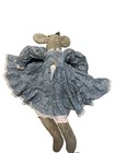 Vtg Handmade Primitive Country Fabric Mouse With Floral Dress And Hair Bow 27   