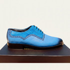 Men   s Light Blue Dual Texture Oxford Shoes Handmade Luxury Leather Dress Shoes