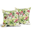 Watercolor Holly Christmas Pillow 18  X 18   pack Of 2  J-green Christmas