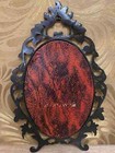 Vintage Art Deco Picture Bronze Brass Frame Wall Hanging Silk Screen Printing