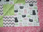 Cat Kitten Handmade Quilt Rescue Shelter Gift Blanket Bedding Pink Lime Black