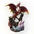 Red Dragon Figurine Statue Mythical Fantasy Crystals Decor Gothic Dungeon Figure