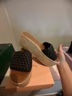 Matty Morales Black Tan Leather Woven Wedge Sandals Women Size 7 5