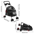 M Dog Cat Stroller Pet Travel Carriage 4-wheel Foldable Pets Carrier Cart Black
