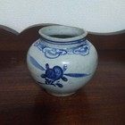 Li Dynasty Korean Vintage Ink-blue Vase 12cm Floral Pattern Good Condition
