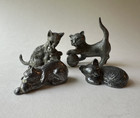 Vintage Pewter Cat Figurines Lot Of  4 Spoontiques   Heritage Pewter   Unmarked