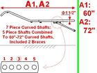New Easy Entry Heavy Duty Adjustable 7 Piece Curved Shafts 60-72 Unit