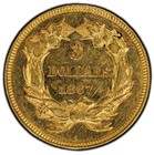 1867 Three Dollar Indian Gold Coin  3 - Certified Pcgs Au Details - Rare Coin 
