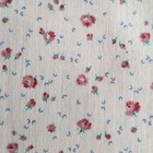 French Antique Pink Cotton Fabric With Red Rose Pattern  Used
