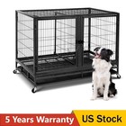 48  Heavy Duty Dog Crate  Large Metal Dog Kennel W  Divider  2 Door Pet Cage