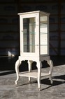 Antique Medical Cabinet Wood Apothecary Glass Display Case Vintage Dental White