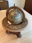 Vintage Olde World Italian Mini Globe Zodiac Signs Terrestrial Wooden Rotating