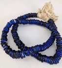 Rare Antique Blue Dutch Donut African Trade Beads 26  Strand  13-15mm  5mm Hole