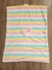 Baby Starters Pink Bear Face White Yellow Aqua Stripes Security Blanket 30x40