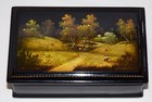 Fedoskino Russian Lacquer Box Hand Painted Landscape Signed