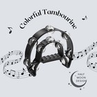 Double Row Jingles Half Moon Musical Tambourine Percussion Drum Black Gift Party