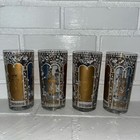 Vintage Mcm 22 Karat Gold Rocks Glasses Blue Birdcage Set Of 4 Georges Briard
