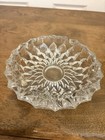 Vintage Heavy Large Round Crystal Clear Cut Glass Cigar Cigarette Ashtray 7 