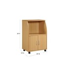 Hodedah Microwave Cart Storage Cabinet Beech Finish Locking Casters 33 In  H