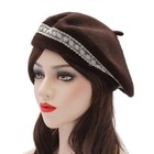  Wool French Beret Hat For Women Girls Solid Color One Size Lace Dark Coffee