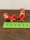 Vintage Christmas Red Elf Pixie Figurines Ceramic Made In Japan Set Of 2
