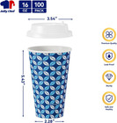 Jolly Chef 16 Oz Coffee Cups With Lids 100 Pack  Disposable Hot Paper Coffee Cup