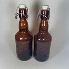 Lot 2 Grolsch Brown Glass Beer Bottles Ceramic Flip Top Swing Cap Vintage