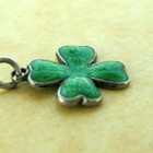 Vintage German 800 Silver Basse-taille Enamel Lucky Four Leaf Clover Charm