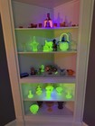 Uranium Glass Lot       large 2 Pc Uv Glowing Depression Vintage -no Small Items