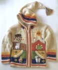Andes Imports Peru Zip Sweater Girls 4 Novelty Farm Hood Cardigan Tassel Pockets